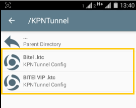 configuraciones kpn tunnel servidores bitel android