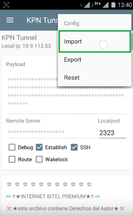 nuevas configuraicones kpn tunnel bitel