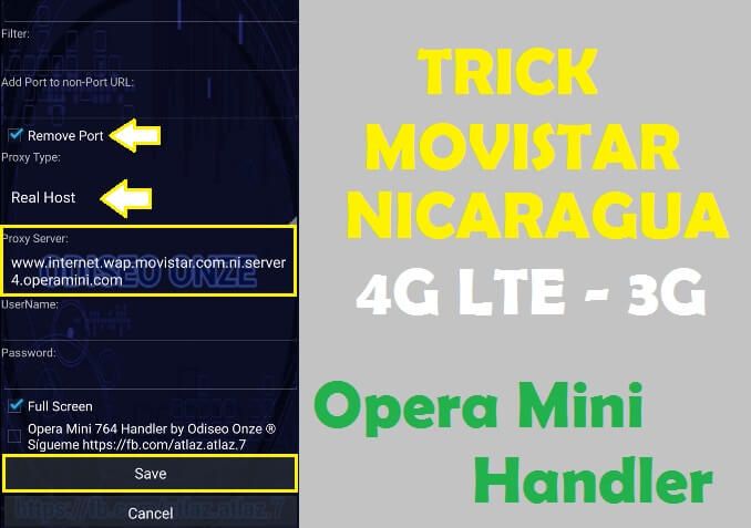 movistar nicaragua opera mini handler trick internet gratis