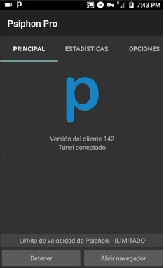 psiphon pro conectado con el nuevo proxy movistar